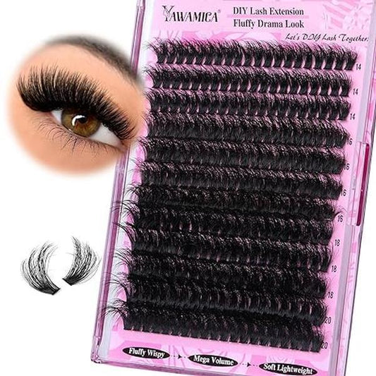 Yawamica_Fluffy_Lash_Clusters_Thick_200D_Volume_Eyelash_Clusters_14-20mm_Wispy_Individual_Lashes_D_Curl_Cluster_Eyelash_Extensions_240pcs_DIY_Lash_Extension_for_Beginners