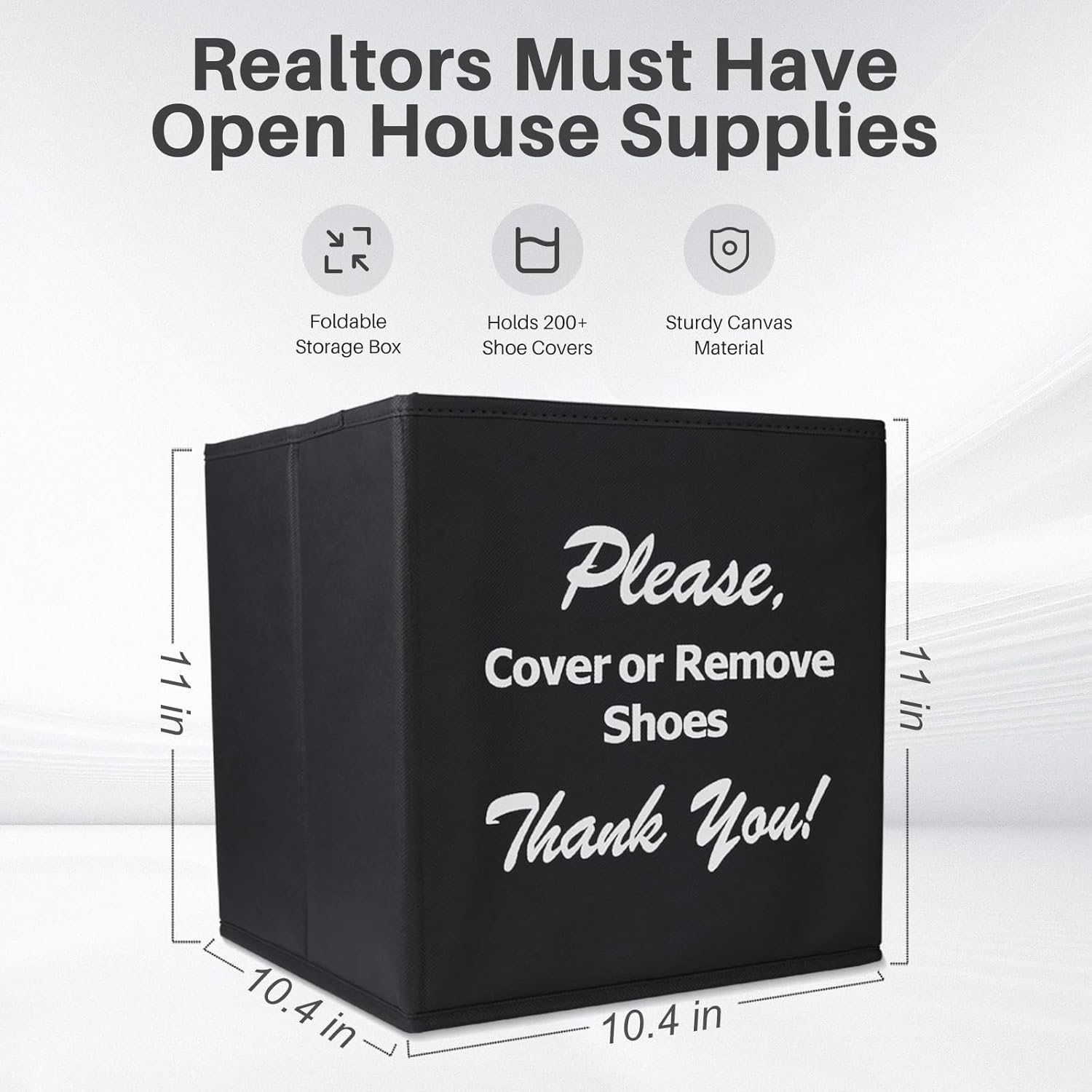 Opret_Large_Shoe_Cover_Box_Black,_Real_Estate_Agent_Supplies,_Disposable_Shoe_Cover_Dispenser_Box_for_Open_House,_Please_Cover_or_Remove_Shoes,_Foldable_Storage_Bin_for_Shoe_Bootie