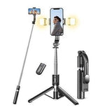 Selfie Stick Tripod with Light, 45'' Selfie Stick with Wireless Remote, Portable Phone Tripod Compatible with iPhone 15 Pro Max/15/14 Pro/14/13, Samsung S22/ S23 Ultra/Android Smartphone