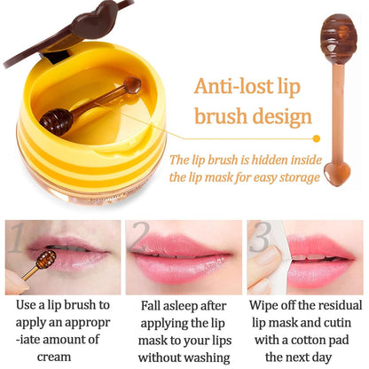 4_PCS_Bee_Lip_Balm_Lip_Mask_Honey_Pot,_Honey_&_Strawberry_Lip_Mask_Propolis_Moisturizing_Lip_Balm_with_Stick_-_Hydrating_Prevention_Dry_&_Cracked_Lip_Scrubs_Exfoliato_Lip_Wrinkle_Skin_Care