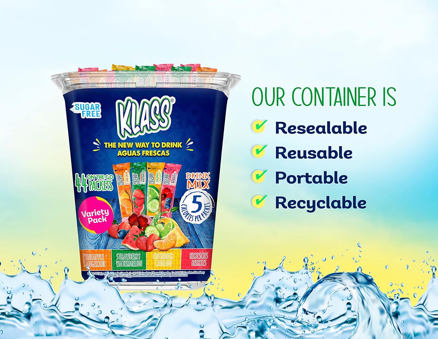 Powdered_Drink_Mix_Klass_Aguas_Frescas,_44_Sugar_Free_Powder_Packets_Beverage_Fruit_Cucumber_Mixed_Juice