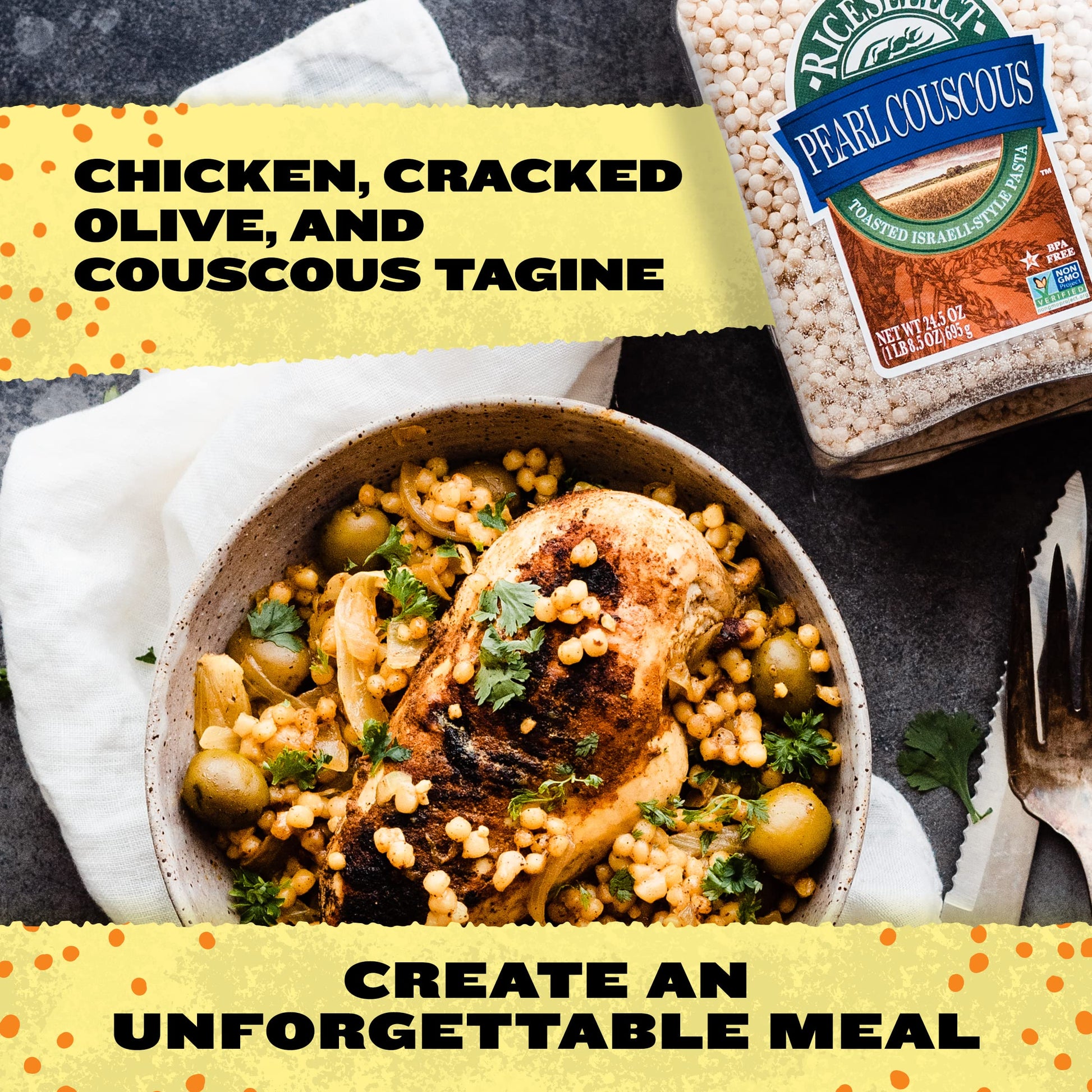 RiceSelect_Pearl_Couscous,_Israeli-Style_Wheat_Couscous_Pasta,_Non-GMO,_24.5-Ounce_Jar,_(Pack_of_1)