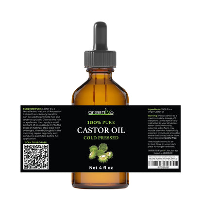 GreenIVe_-_100%_Pure_Castor_Oil_-_Cold_Pressed_-_Hexane_Free_-_Exclusively_on_Amazon_(4_Fl_Oz_(Pack_of_1))
