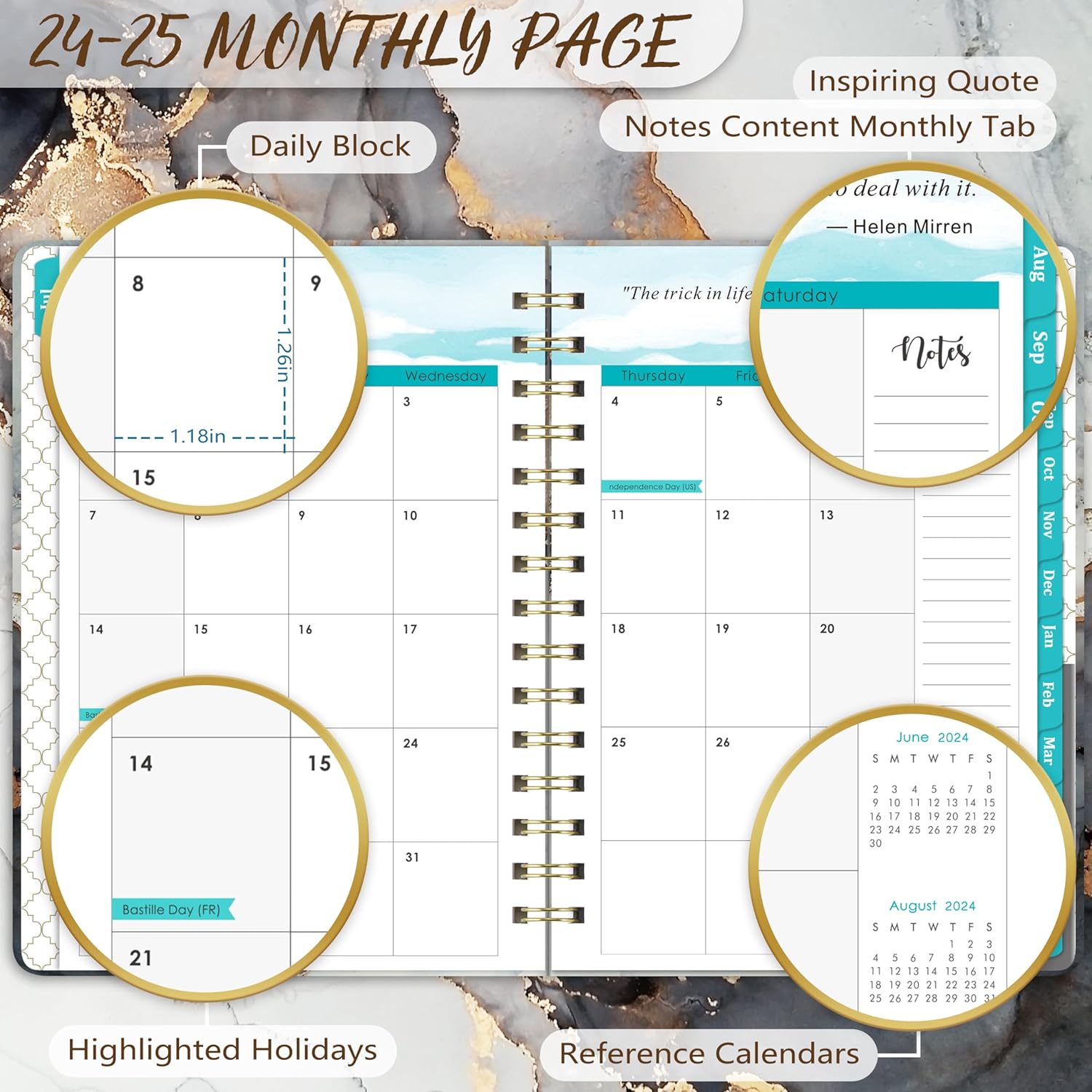 2024-2025_Planner_-_JUL_2024_-_JUN_2025,_Academic_Planner_2024-2025,_2024-2025_Planner_Weekly_and_Monthly,_6.3"_x_8.4",_Tabs,_Hardcover,_Back_Pocket