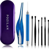 POZILAN Ear Cleaning Kit with LED Light - 15 Pack Ear Wax Removal Kit for Kids and Adults, Earwax Spoon Digger & Tweezers for Ear Cleaning Tool Present Set