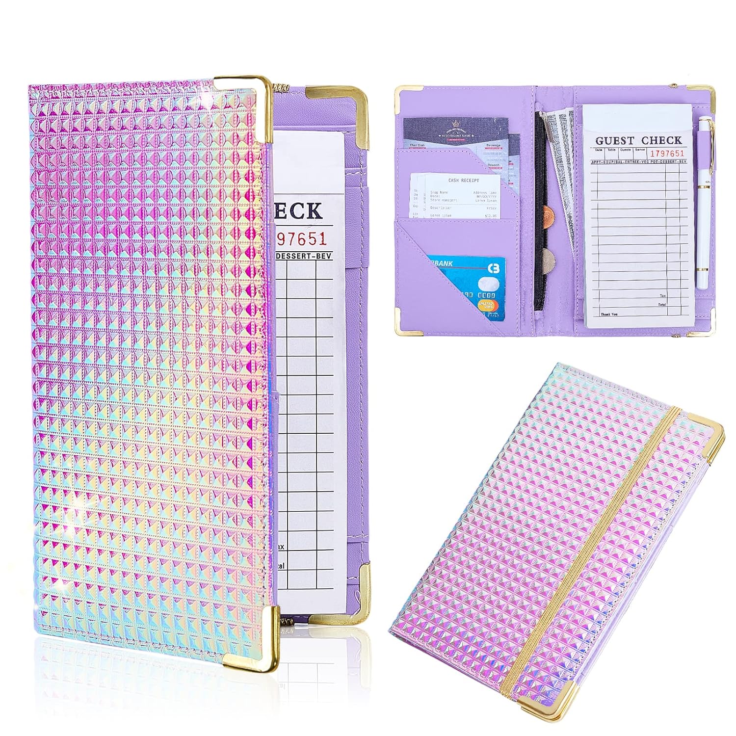 Server_Book_Waitress_Book_with_Money_Pocket_Unique_Glitter_Leather_Server_Books_for_Waitress_Black_Serving_Books_with_Zipper_Pocket_Waiter_Accessories