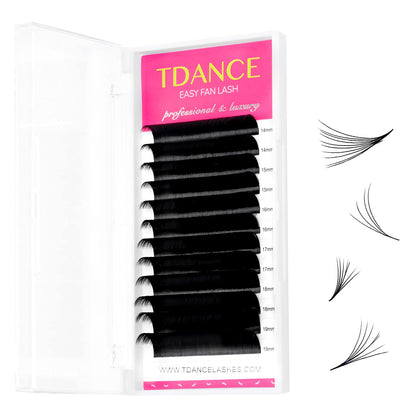 TDANCE_Easy_Fan_Lash_Extension_Rapid_Blooming_Volume_Eyelash_Extensions_C_CC_D_DD_J_B_L_Curl_0.03-0.12mm_Thickness_Easy_Fan_Volume_Lashes_Self_Fanning_Eyelashes_Extension_(D-0.07,14-19mm)_Makeup_Cosmetic