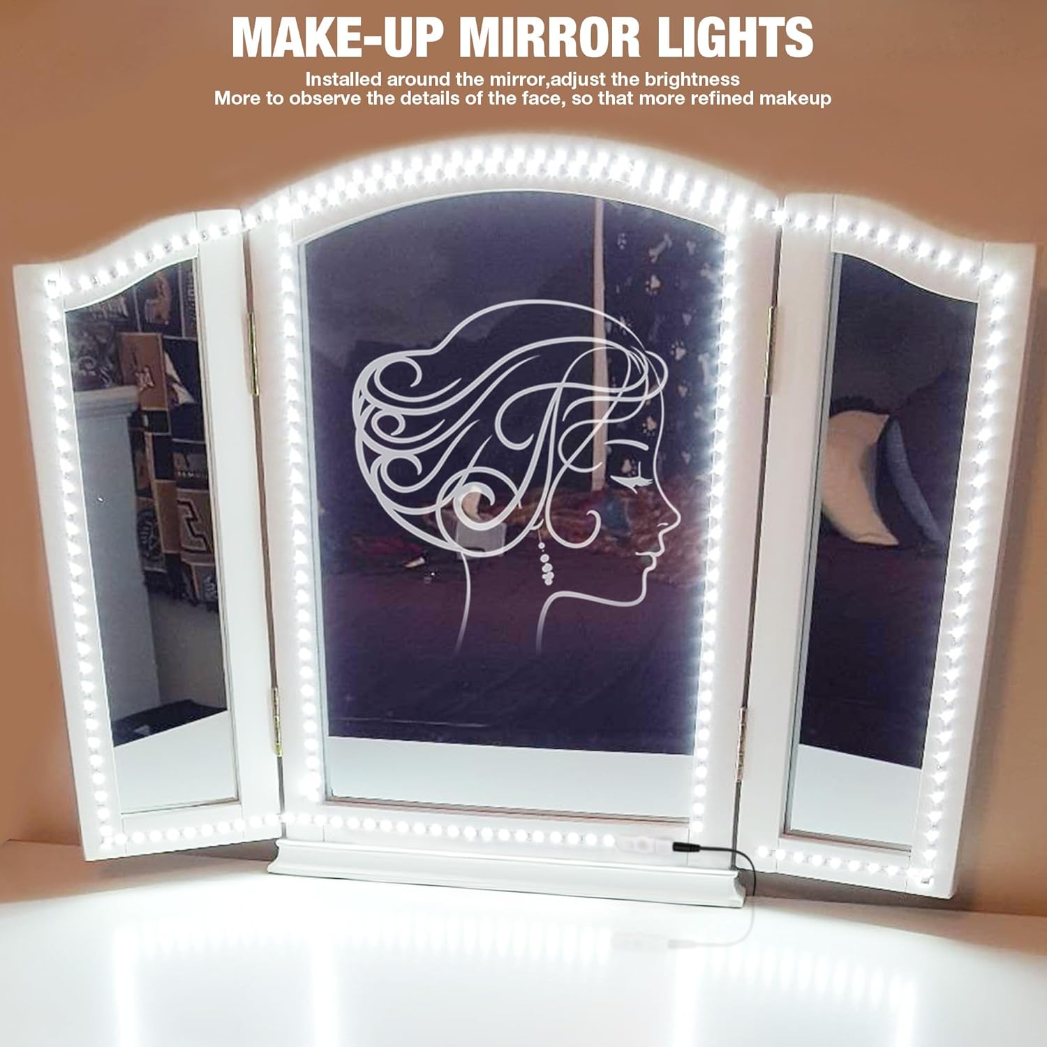 ViLSOM_Led_Vanity_Mirror_Lights_Kit,_13ft/4M_240_LEDs_Make-up_Vanity_Mirror_Light_for_Vanity_Makeup_Table_Set_with_Dimmer_and_Power_Supply,_Mirror_not_Included