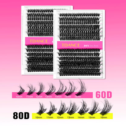 Fluffy_Eyelash_Extensions_Kit_With_280pcs_Thick_Cluster_Lashes,60D_80D_Individual_Lashes,_Lash_Bond,_Seal_Glue,_Applicator_for_Beginners(Kit-Fluffy-60D+80D-280PCS)_Makeup_Cosmetic_Eyelashes_Extensions