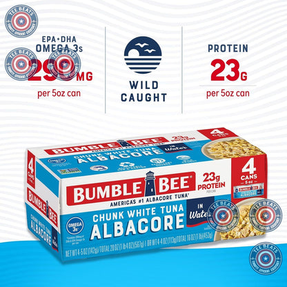 Bumble_Bee_Chunk_White_Albacore_Tuna_in_Water,_5_oz_Can_(Pack_of_4)_-_Wild_Caught_Tuna_-_23g_Protein_per_Serving,_High_in_Omega-3s_-_Non-GMO_Project_Verified,_Gluten_Free,_Kosher