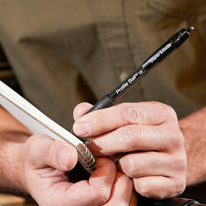 Paper_Mate_Profile_Ballpoint_Pen,_Retractable,_Medium_1_Mm,_Black_Ink,_Translucent_Barrel,_4/pack