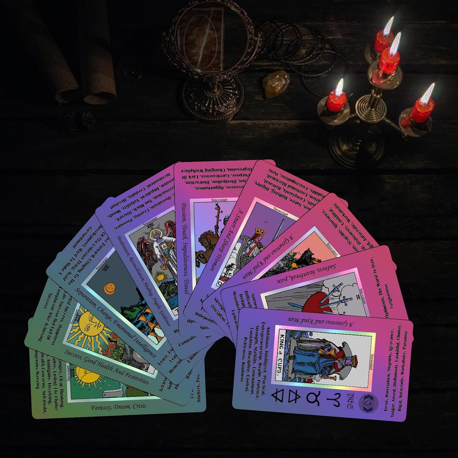 Smoostart_Pink_Tarot_Cards_with_Meanings_for_Beginners,_Tarot_Cards_Deck_with_Guidebook,_Keywords,_Element,_Planet,_Zodiac,_Chakra,_Yes_or_No,_Musical_Pitch,_Numerology,_Hebrew_Alphabet