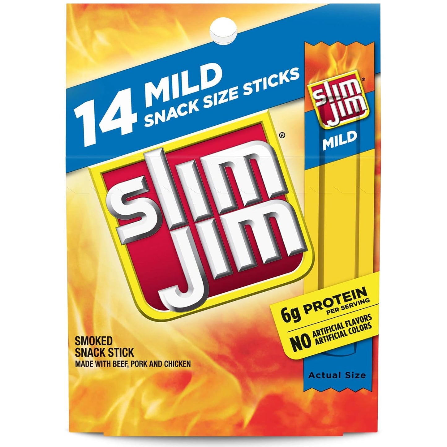 Slim_Jim_Smoked_Meat_Sticks,_Mild_Flavor,_6g_Protein_Per_Serving,_Snack_Size,_Father's_Day_Gift,_0.28_oz._(14_Count)