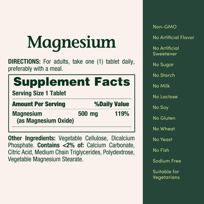 Nature's_Bounty_Magnesium,_Bone_and_Muscle_Health,_Whole_Body_Support,_Tablets,_500_Mg,_200_Ct