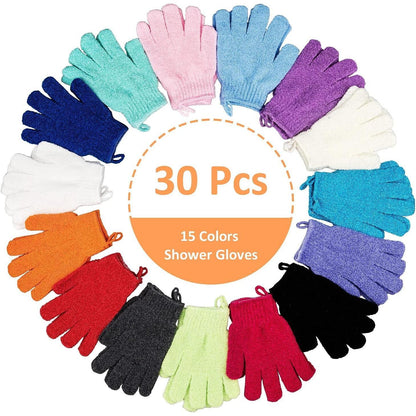 30_Pcs_Exfoliating_Gloves_for_Shower,_15_Colors_Body_Exfoliator_Glove_with_Hanging_Loop,_Scrub_Exfoliate_Glove_Mitt_Bath_Face_Spa_Hand_Scrubber_Wash_Deep_Scrubbing_Dead_Skin_for_Women_Men,_by_Aisuly