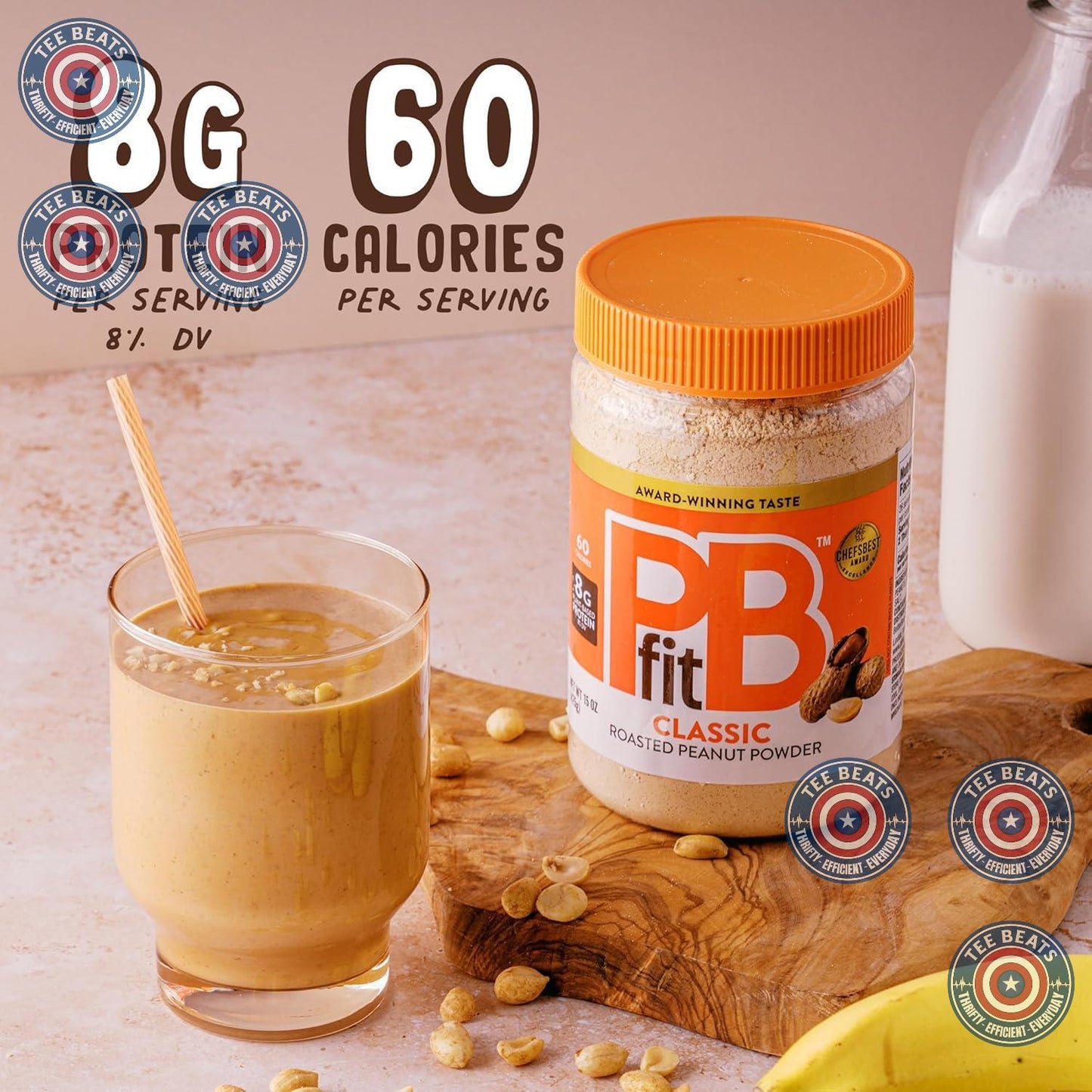 PBfit_15_Ounce_Classic_Peanut_Butter_Powder,_Powdered_Spread_From_Real_Roasted_Peanuts,_8g_of_Protein_8%_DV,_Gluten-Free,_60_calories,_87%_less_fat_(Pack_1)