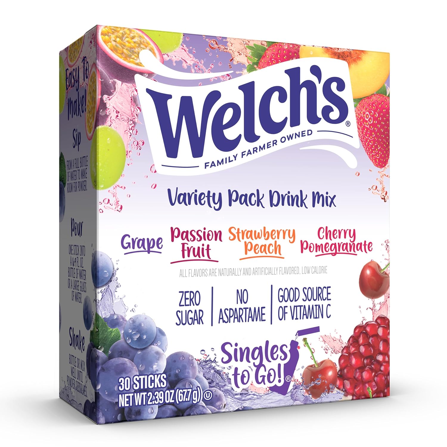 Singles_To_Go_Variety_Pack,_Watertok_Powdered_Drink_Mix,_Includes_4_Flavors,_Grape,_Passion_fruit,_Strawberry_Peach,_Cherry_Pomegranate,_1_Box_(30_Servings)