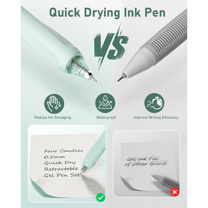 Four_Candies_Pastel_Gel_Ink_Pen_Set,Cute_Retractable_0.5mm_Fine_Point_Pen,Note_Taking_Aesthetic_Pens,_Black_Ink_Pens_with_Highlighter,_Smooth_Writing_Pens_for_School,_Office