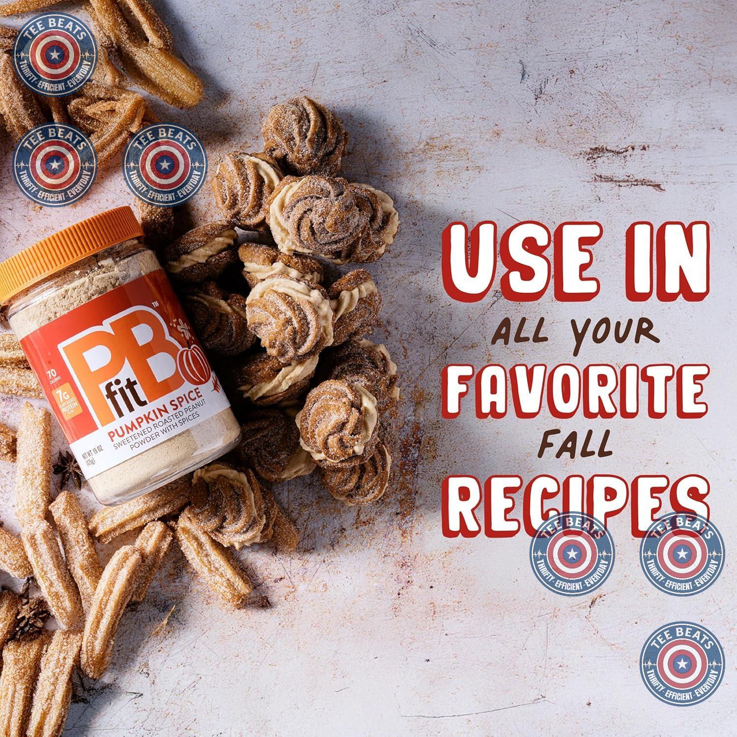 PBfit_15_Ounce_Pumpkin_Spice_Peanut_Butter_Powder,_Powdered_Spread_From_Real_Roasted_Peanuts,_7g_of_Protein_7%_DV,_Gluten-Free,_70_calories,_90%_less_fat_(Pack_1)