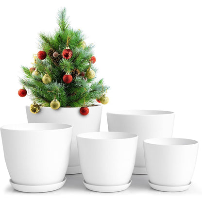 Utopia_Home_-_Plant_Pots_Indoor_with_Drainage_7/6.6/6/5.3/4.8_Inches_Flower_for_Planter_5_Pack_Plastic_Planters_Ideal_Stocking_Stuffers_or_Christmas_Decorations