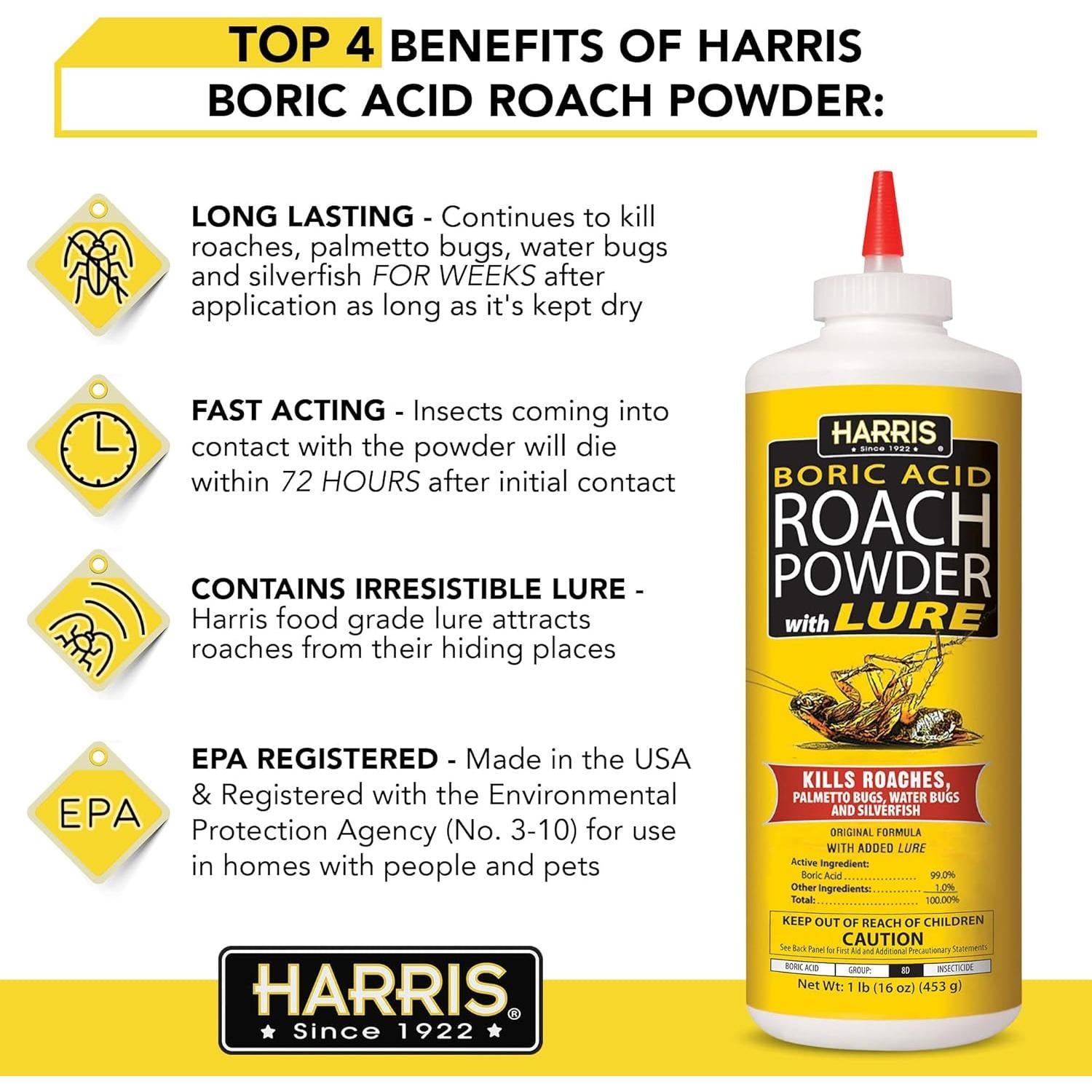 HARRIS_Boric_Acid_Roach_and_Silverfish_Killer_Powder_16oz_for_Insects_-_Effective_Insect_Repellent