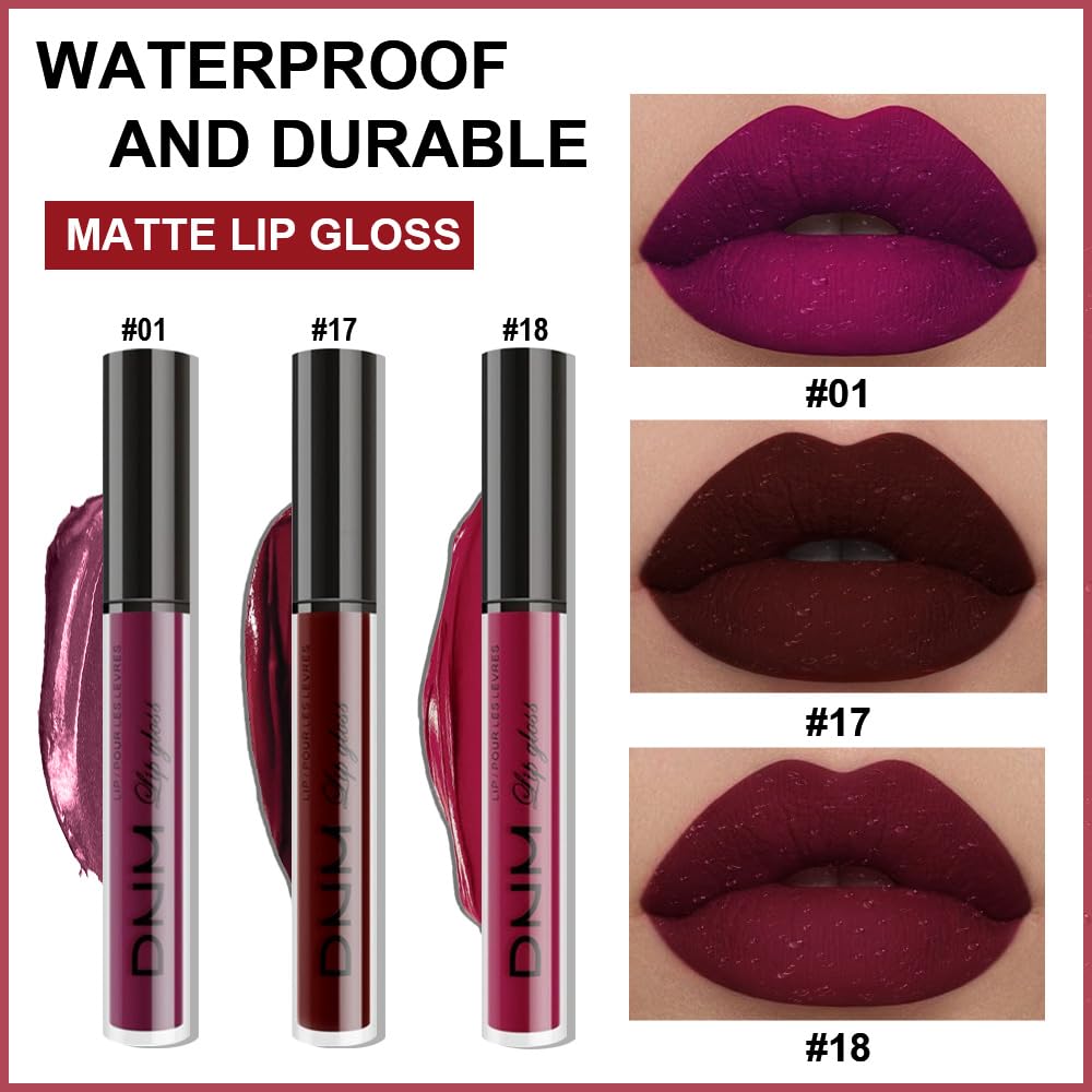 evpct_DNM_3Pcs_Dark_Red_Purple_Plum_Matte_Liquid_Lipstick_Lip_Stain_Sets_for_Women_Matte+Lipstick_Dark_Maroon_Long_Lasting_Permanent_Lipstick_24_hr_Hours_Magic_Lipstick_24_Hours_original_Waterproof_Lipgloss_Makeup_Gentle_Luxury_Cosmetic_Lip_Care_Glossy