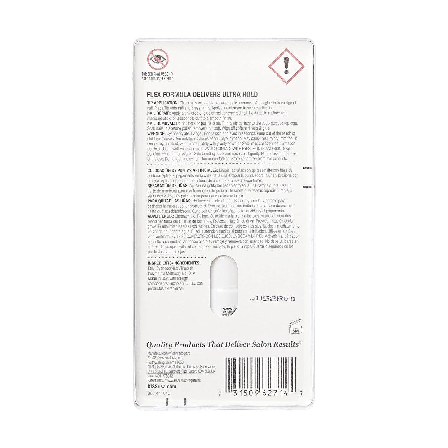 KISS_PowerFlex_Precision_Nail_Glue_-_Fast_Drying_Adhesive_for_Glue-On_Nails_&_Repairs_with_Precision_Tip_Nozzle,_Ideal_for_Tips_&_Wraps,_Net_Wt._0.10_oz_(3g)_Manicure_Nail_Art_Nail_Care_Nail_Polish_Polish_Cutics_Cosmetic_Salon