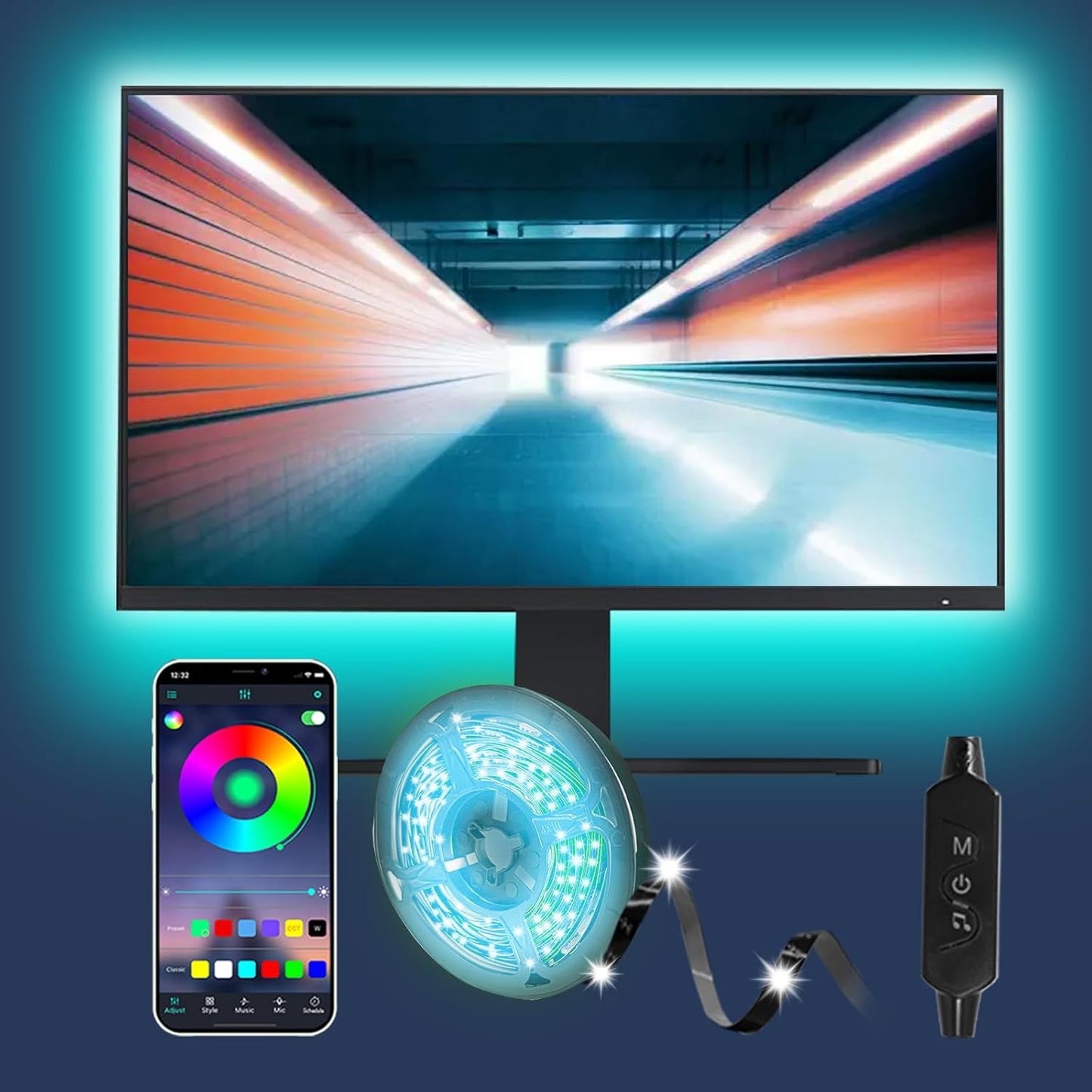 LED_Lights_for_TV,_TV_LED_Backlight_9.84_ft_RGB_TV_LED_Lights_That_Change_with_TV_Lights_Behind,USB_LED_Strip_Lights_for_TV_with_Remote_APP_Control,Bluetooth_LED_Light_Strips_for_TV