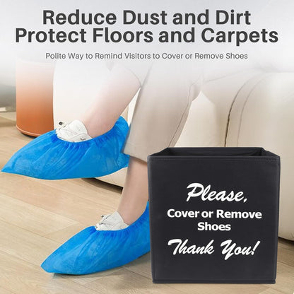 Opret_Large_Shoe_Cover_Box_Black,_Real_Estate_Agent_Supplies,_Disposable_Shoe_Cover_Dispenser_Box_for_Open_House,_Please_Cover_or_Remove_Shoes,_Foldable_Storage_Bin_for_Shoe_Bootie