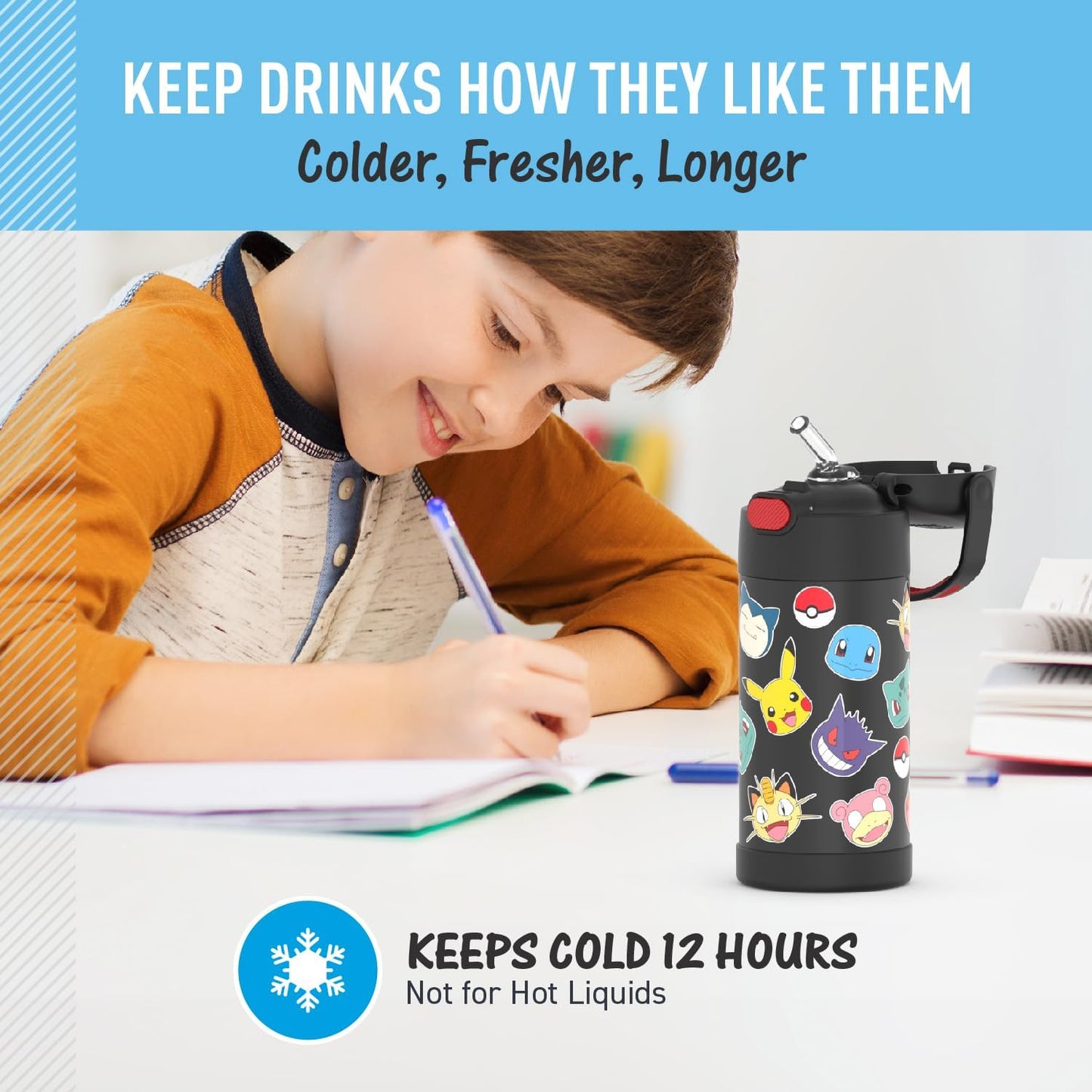 THERMOS_FUNTAINER_Water_Bottle_with_Straw_-_12_Ounce,_Pokemon_-_Kids_Stainless_Steel_Vacuum_Insulated_Water_Bottle_with_Lid_Drinkware_Flasks_Bottled_Tumbler_Portable_Mug_Lightweight_Metal_Button_Insulation_Reusable
