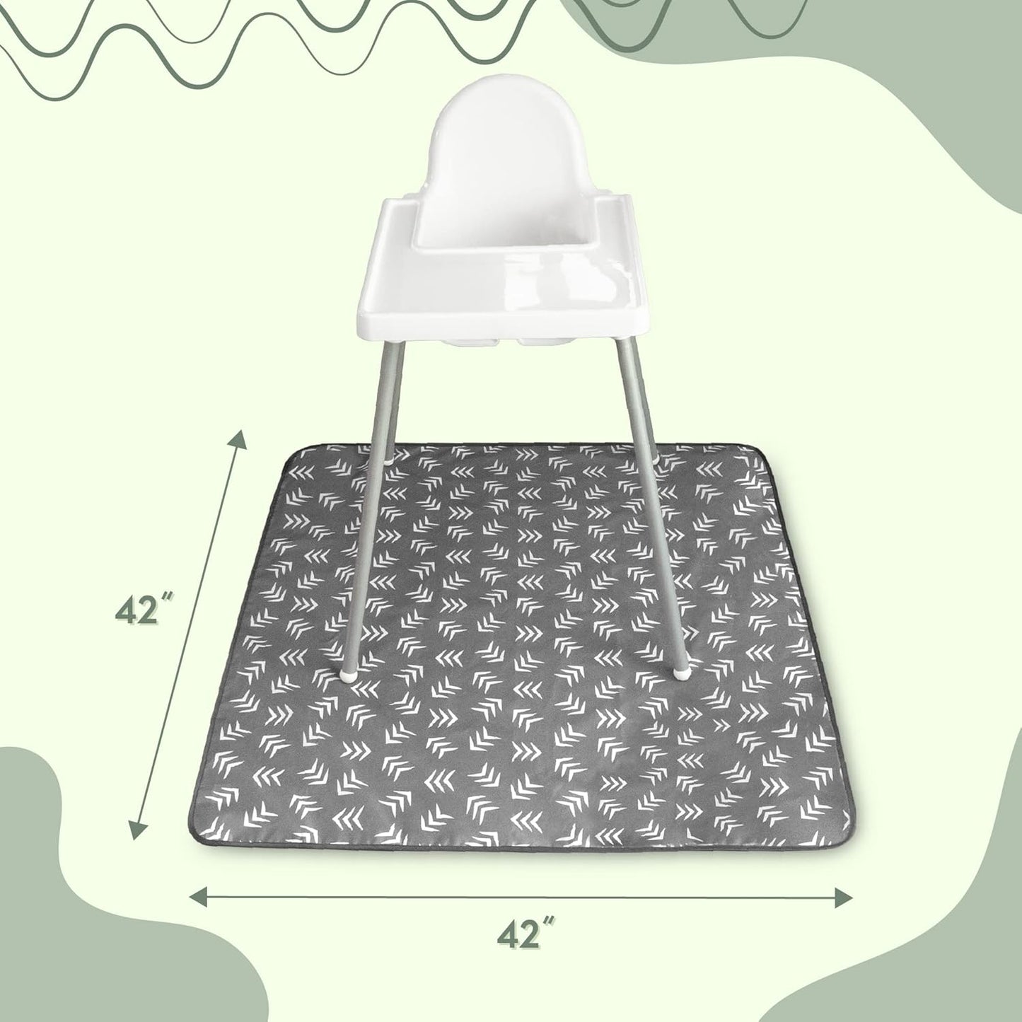 S&T_INC._Baby_Splat_Mat_for_Under_High_Chair,_Water_Resistant_Floor_Mat,_42_Inches_by_42_Inches,_Grey_Scatter