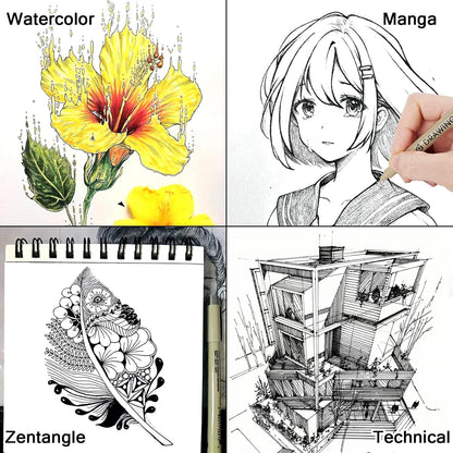 Micro_Fineliner_Drawing_Art_Pens:_12_Black_Fine_Line_Waterproof_Ink_Set_Artist_Supplies_Archival_Inking_Markers_Liner_Professional_Paintmarkers_Sketch_Outline_Anime_Sketching_Watercolor_Zentangle_Gift_Stuff