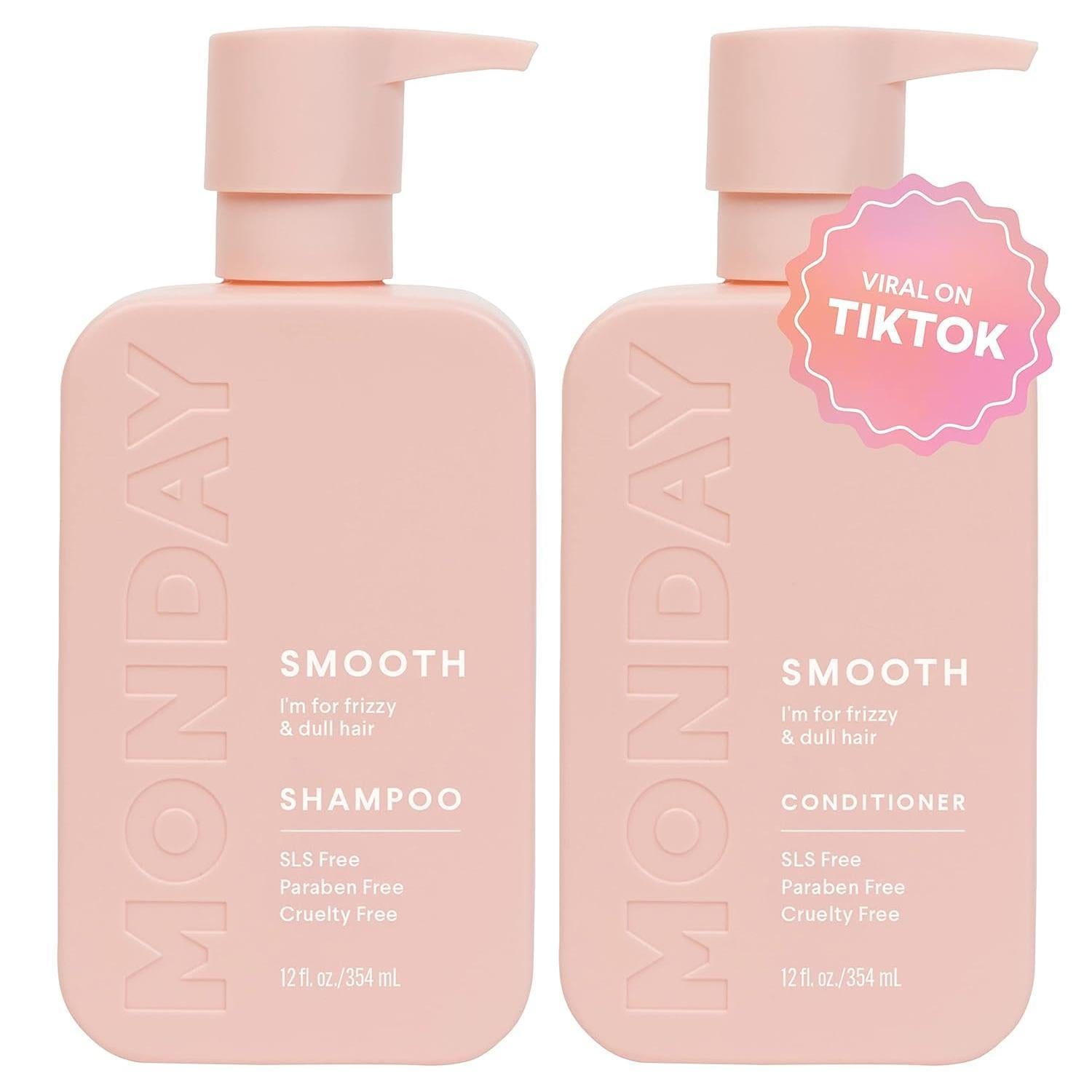MONDAY_HAIRCARE_Smooth_Shampoo_+_Conditioner_Bathroom_Set_(2_Pack)_12oz_Each_for_Frizzy,_Coarse,_and_Curly_Hair,_Made_from_Coconut_Oil,_Shea_Butter,_&_Vitamin_E,_100%_Recyclable_Bottles,_Pink