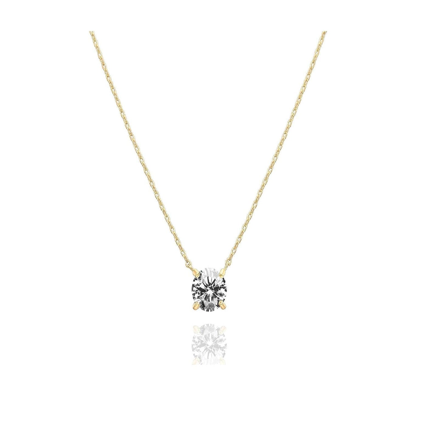 PAVOI_14K_Gold_Plated_Crystal_Solitaire_1.5_Carat_(7.3mm)_CZ_Dainty_Choker_Necklace_|_Gold_Necklaces_for_Women