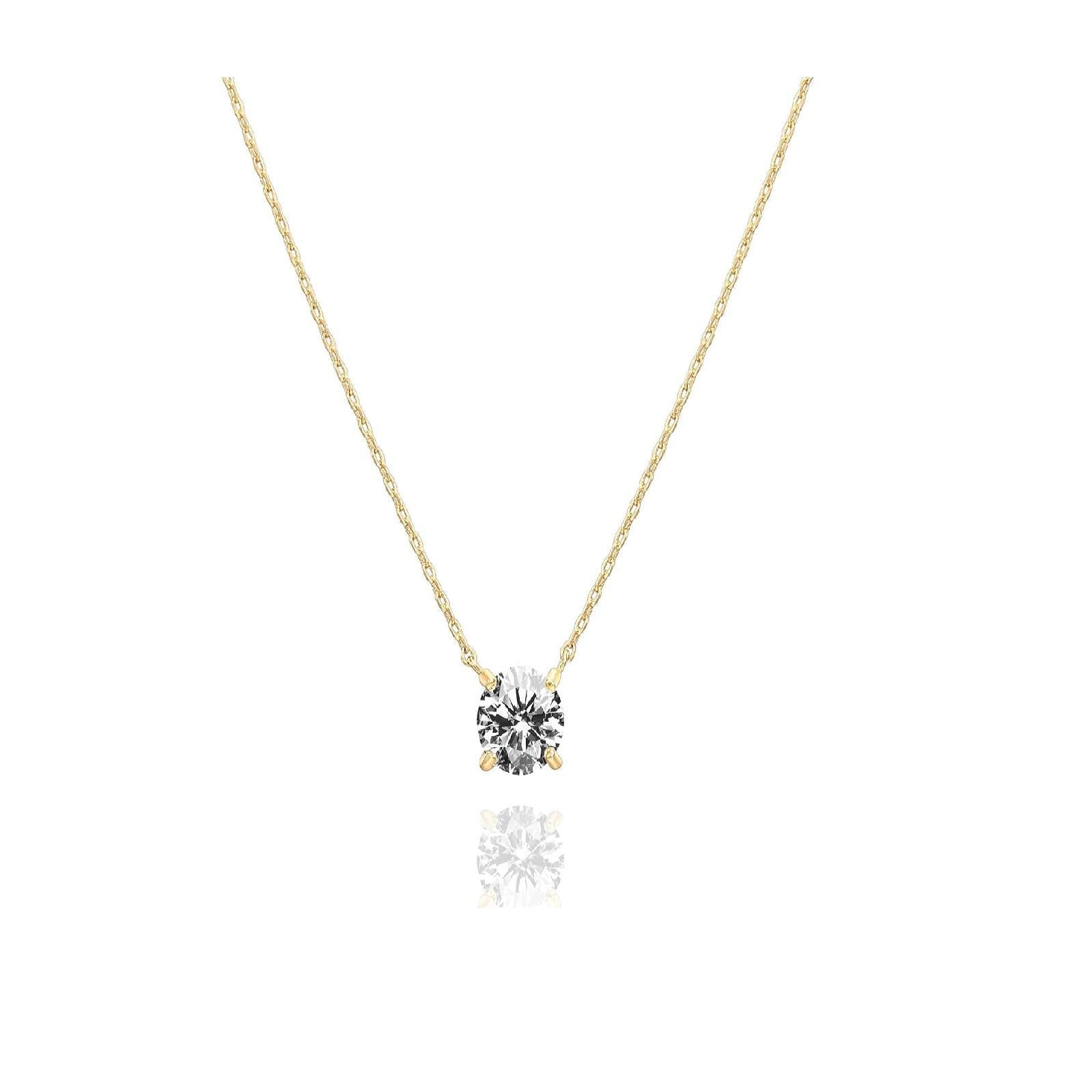 PAVOI_14K_Gold_Plated_Crystal_Solitaire_1.5_Carat_(7.3mm)_CZ_Dainty_Choker_Necklace_|_Gold_Necklaces_for_Women