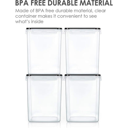 Vtopmart_Large_Food_Storage_Containers_5.2L_/_176oz,_4_Pieces_BPA_Free_Plastic_Airtight_Canisters_for_Flour,_Sugar,_Baking_Supplies,_Rice_with_Lids,_4_Measuring_Cups_and_24_Labels,_Black_Kitchen_Set_Utensils