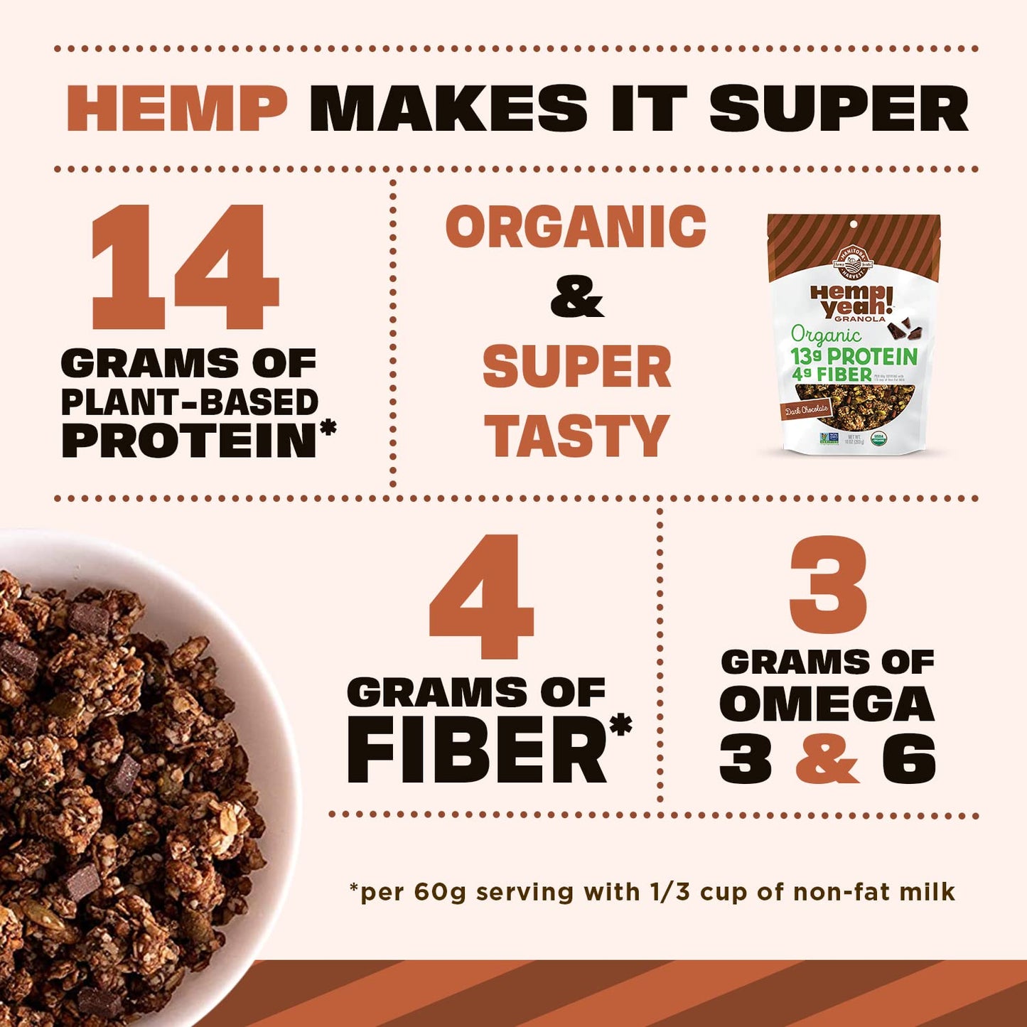 Manitoba_Harvest_Hemp_Yeah!_Granola_10_oz_-_Dark_Chocolate,_13_g_Protein,_3_g_Omegas_3_&_6,_4_g_Fiber,_Organic_&_Non-GMO,_Breakfast_Muesli