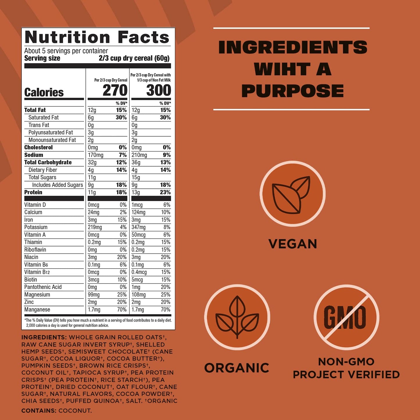 Manitoba_Harvest_Hemp_Yeah!_Granola_10_oz_-_Dark_Chocolate,_13_g_Protein,_3_g_Omegas_3_&_6,_4_g_Fiber,_Organic_&_Non-GMO,_Breakfast_Muesli