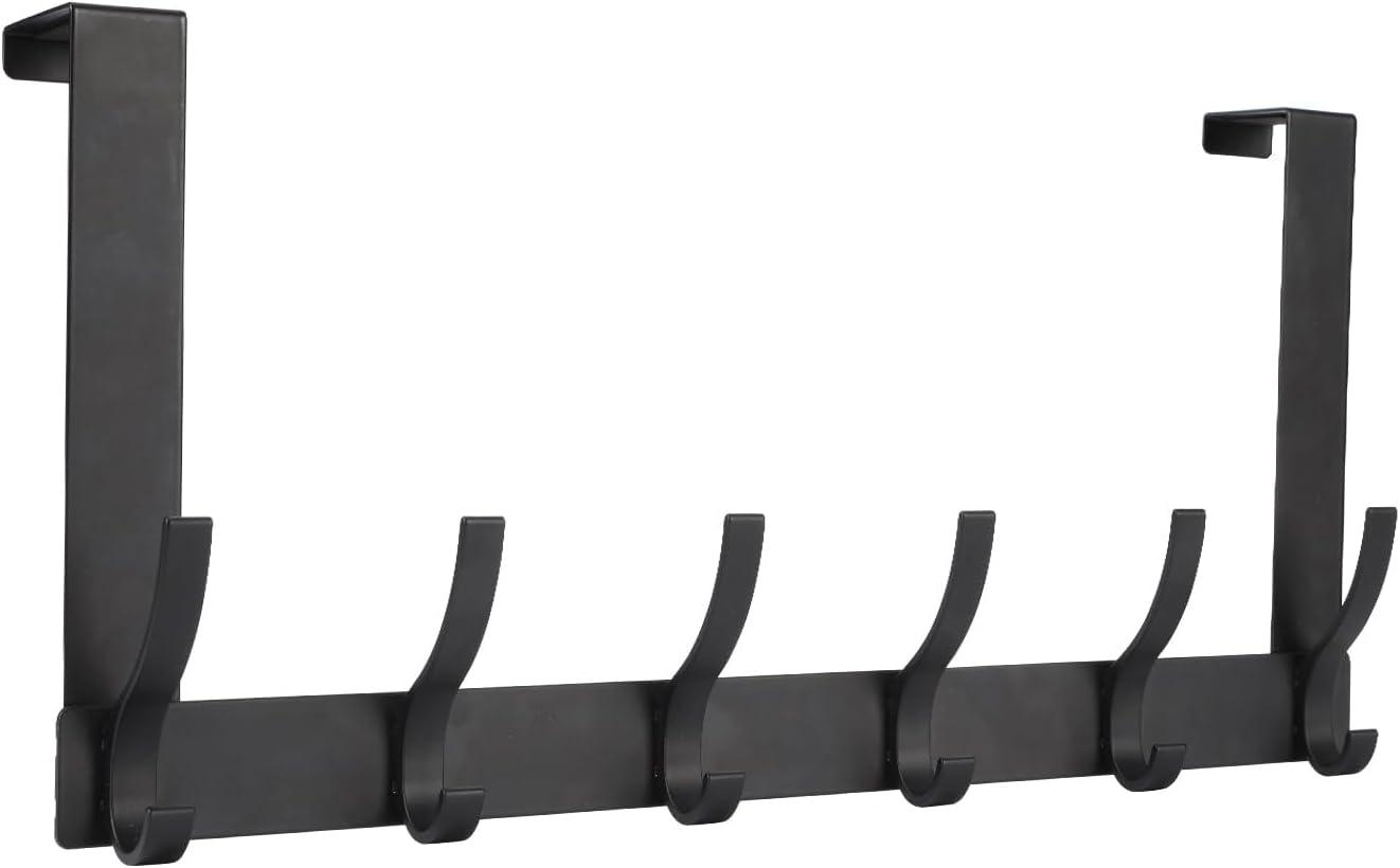 Optish_Over_The_Door_Hooks,_Door_Hanger_Hooks_for_Hanging,_Towel_Racks_for_Bathroom_with_12_Coat_Hook,_Coat_Rack_College_Dorm_Essentials_Bathroom_Accessories（1_Pack,_Black）