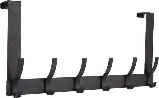 Optish_Over_The_Door_Hooks,_Door_Hanger_Hooks_for_Hanging,_Towel_Racks_for_Bathroom_with_12_Coat_Hook,_Coat_Rack_College_Dorm_Essentials_Bathroom_Accessories（1_Pack,_Black）
