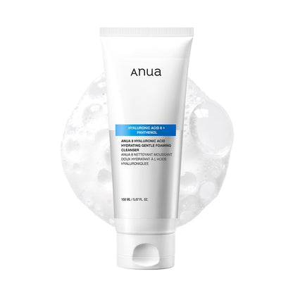 ANUA_Hydrating_Gentle_Foaming_Cleanser,_Daily_Face_Wash_for_Double_Cleansing,_Hyaluronic_Acid,_Zinc,_Panthenol,_for_Dry_&_Sensitive_Skin,_Sebum_Balance_Facial_Cleanser,_Korean_Skincare,_5.07_fl._oz