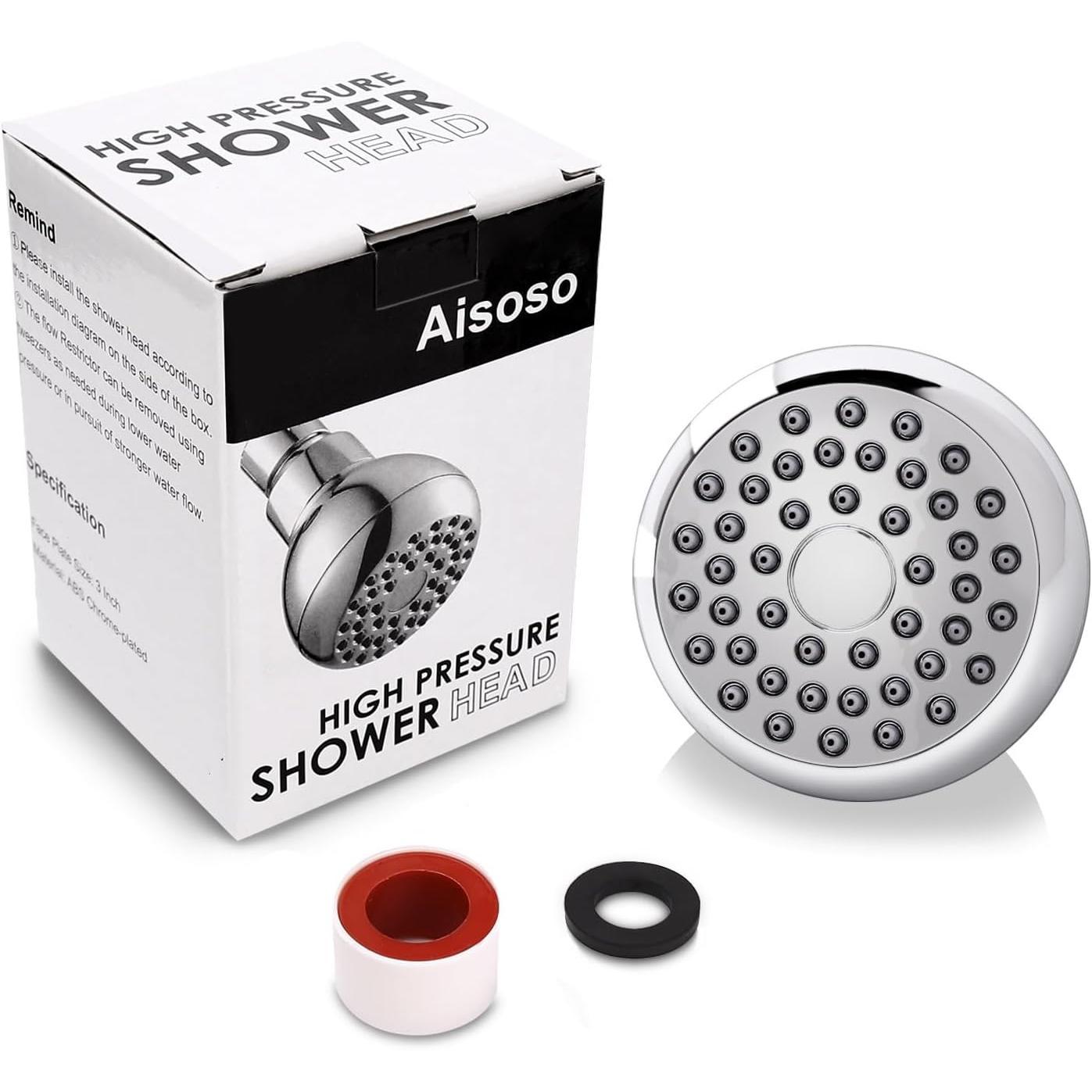 Aisoso_High_Pressure_Shower_Head_3_Inches_Anti-clog_Anti-leak_Fixed_Showerhead_Chrome_with_Adjustable_Swivel_Brass_Ball_Joint_for_Relaxing_and_Comfortable_Shower_Experience