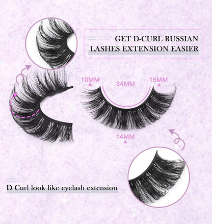False_Eyelashes_Russian_Strip_Lashes_Fluffy_Fake_Eyelashes_Extension_D_Curl_Wispy_Handmade_Soft_Reusable_14_Pairs_Lashes_Pack_Eyelash_Extensions_Makeup_Cosmetic_Lash_Extensions_Eyelash_Extension_Eyelash_Extension_Lash_Extension
