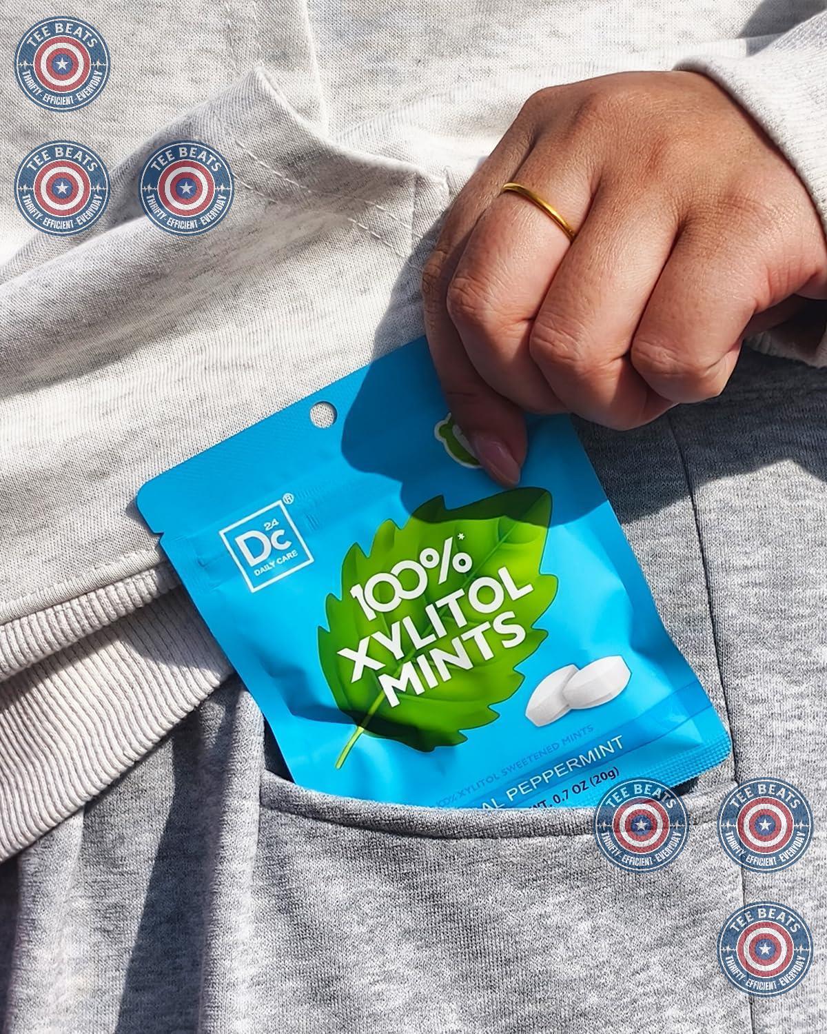 DC24_DAILY_CARE_100%_Xylitol_Mints_|_Aspartame_Free,_Sugar_Vegan,_Gluten_Free_&_Keto_Friendly_Natural_Peppermint_Flavored_Mints,_25_Piece-Pack,_4_Packs