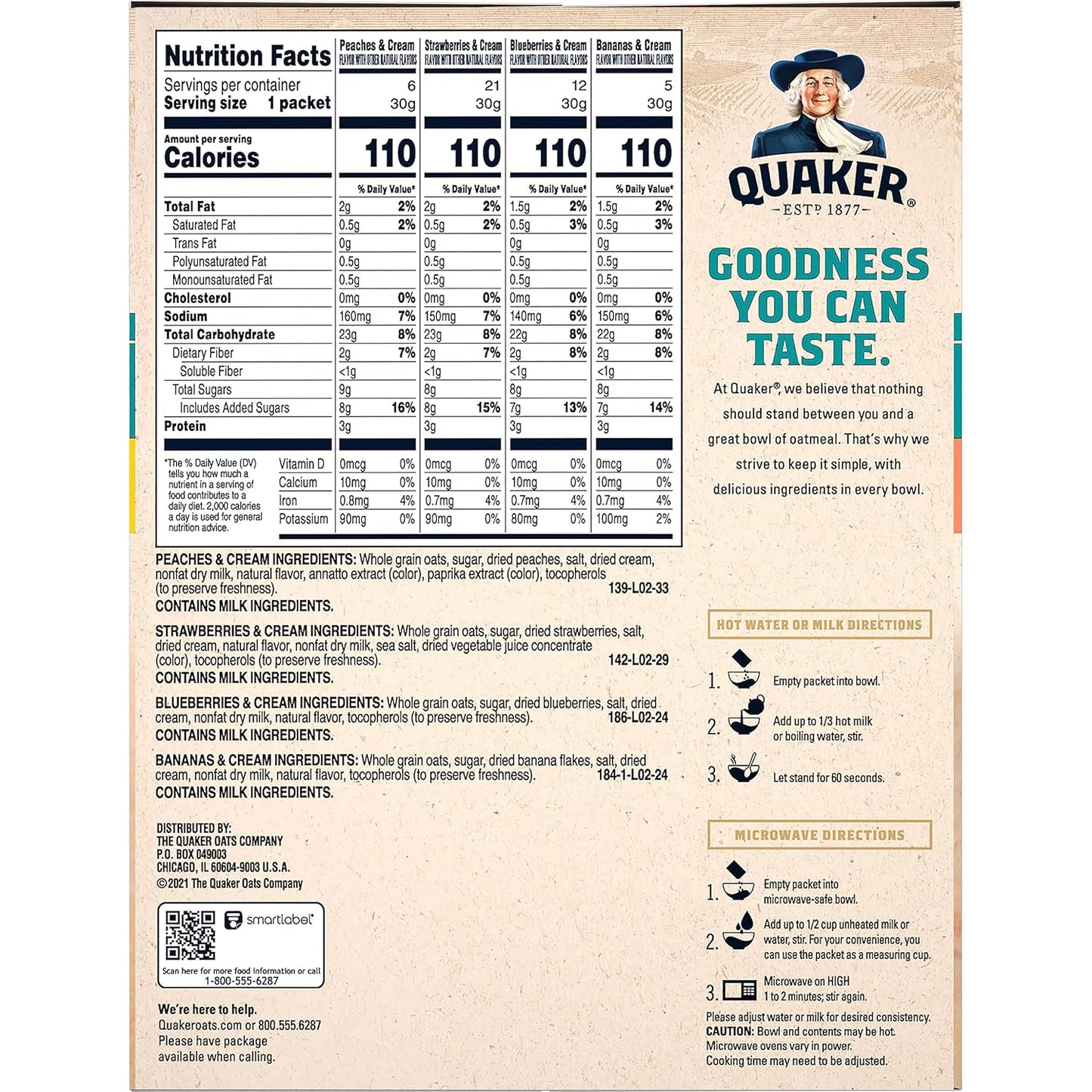 Quaker_Instant_Oatmeal_Fruit_&_Cream_Variety_Pack,_Single_Serve_Packets