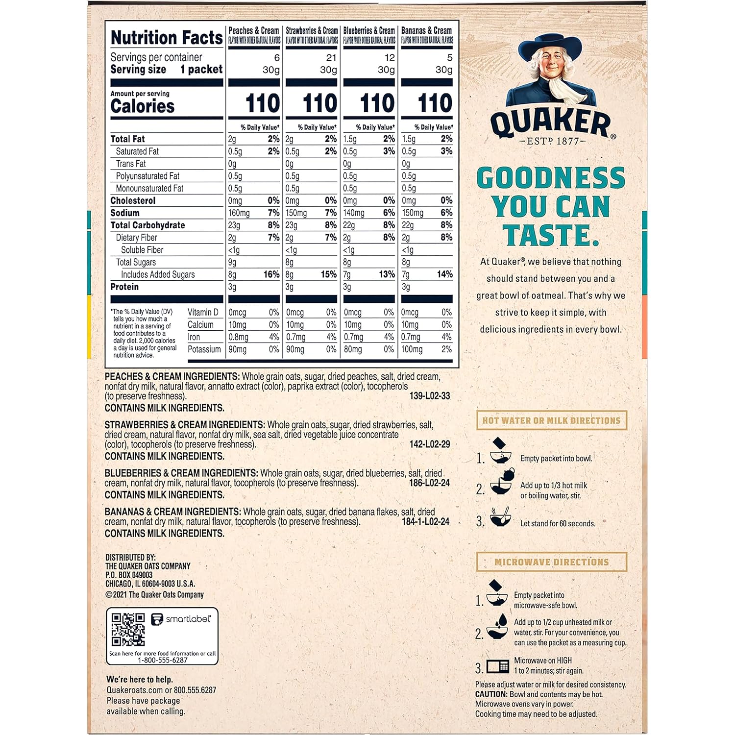 Quaker_Instant_Oatmeal_Fruit_&_Cream_Variety_Pack,_Single_Serve_Packets