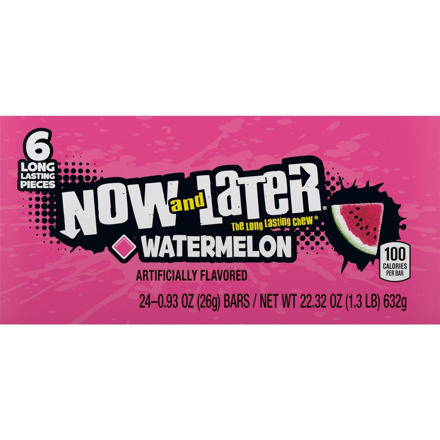 Now_and_Later_Candy,_Watermelon_Flavor,_0.93_Ounce_Bars_(Pack_Of_24)_Snack_Bonbon_Sweet