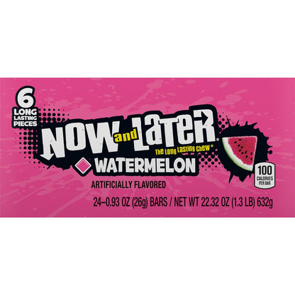 Now_and_Later_Candy,_Watermelon_Flavor,_0.93_Ounce_Bars_(Pack_Of_24)_Snack_Bonbon_Sweet