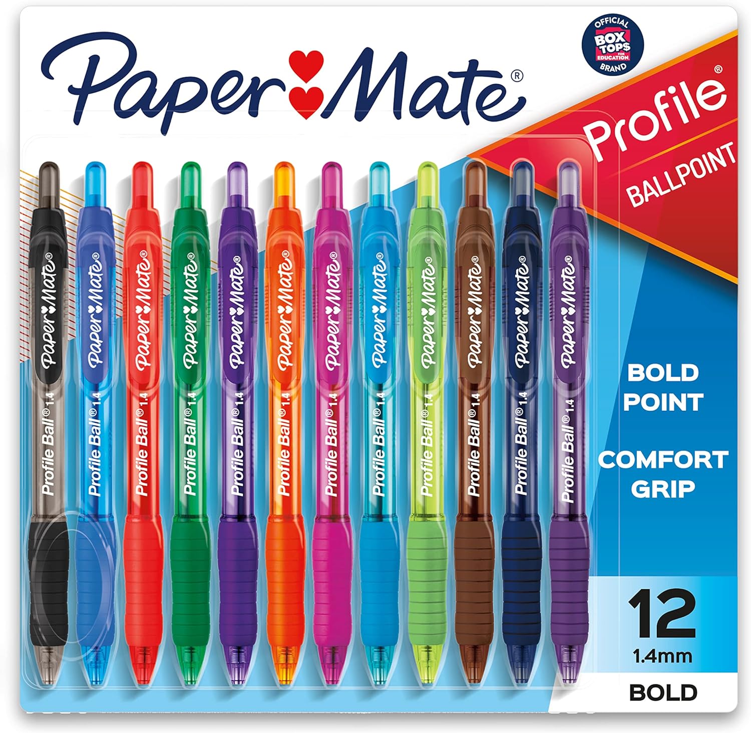 Paper_Mate_Profile_Retractable_Ballpoint_Pens,_Bold_1.4mm,_Assorted_Colors,_12_Count