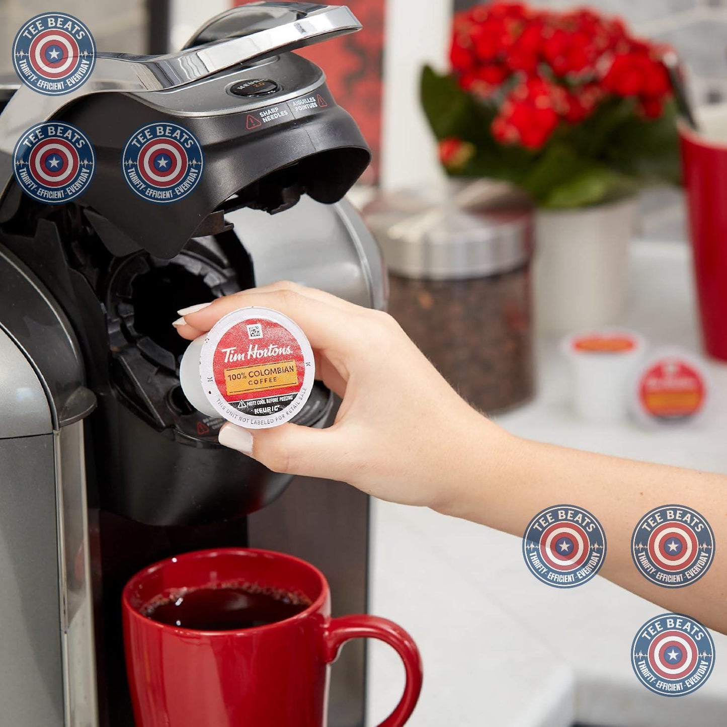 Tim_Hortons_100%_Colombian,_Medium_Dark_Roast_Coffee,_Single-Serve_K-Cup_Pods_Compatible_with_Keurig_Brewers,_12ct_K-Cups,_Red
